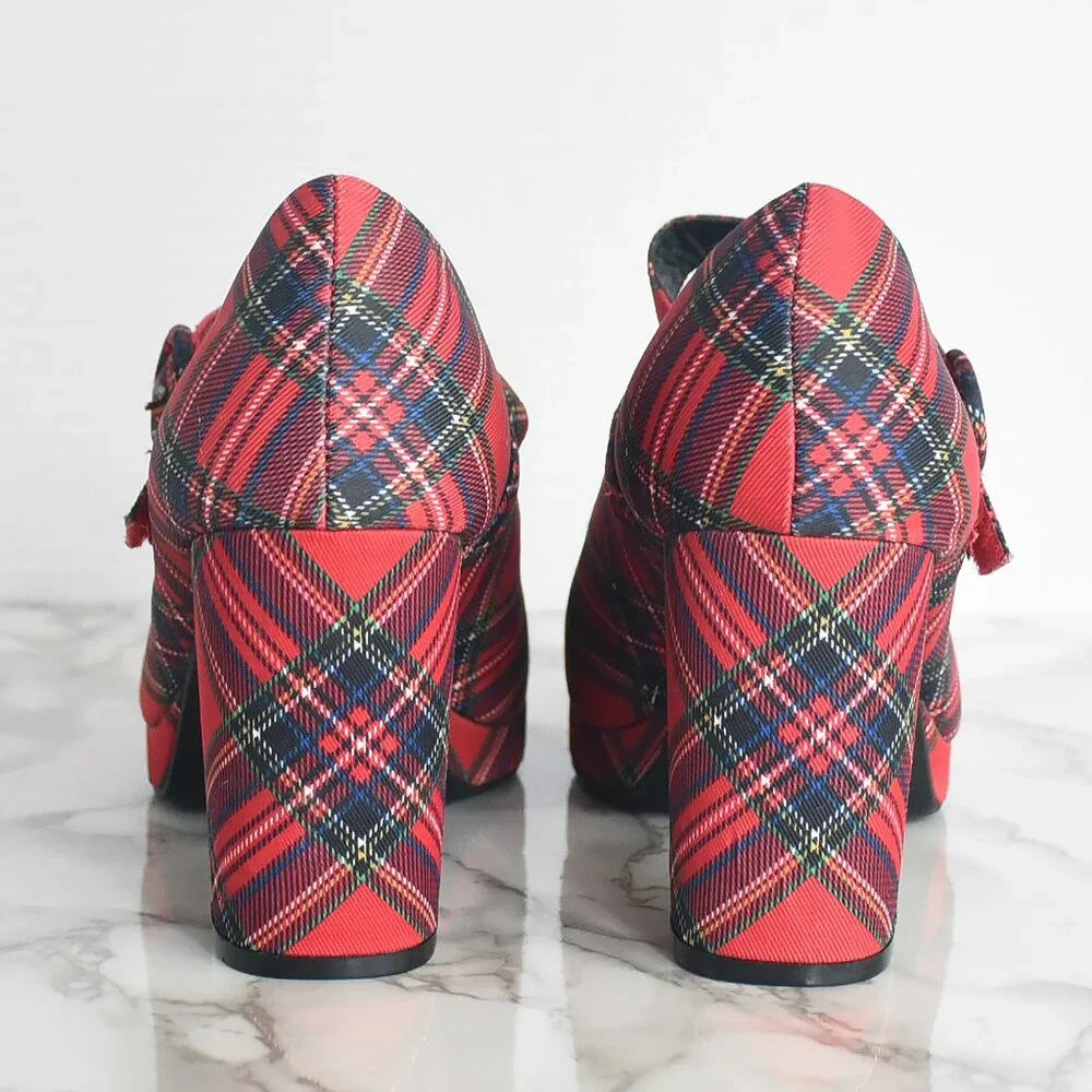 CComfort est 1946 Tartan Christmas Red Plaid Pumps Heels Size 11 M - Picture 6 of 8